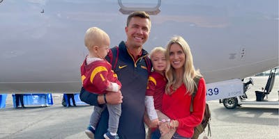The Hilbrands family before a trip back to Minnesota in October 2024, when USC played the Minnesota Gophers in football