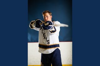 Adam Bricker '25 in Bethel Royal's hockey gear.