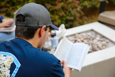Boy reading the bible