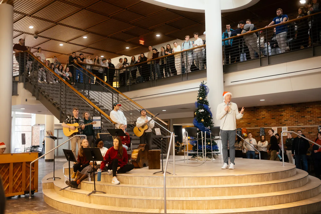 In December, Lead Campus Pastor Nick Cocalis spoke at Christmas on the Egg—an annual tradition that includes President Ross Allen reading Luke 2 and students singing Christmas carols.