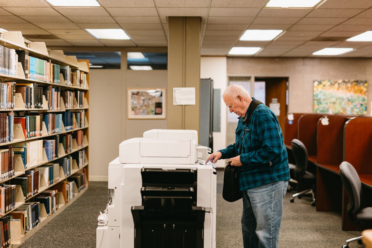 Curtis in library