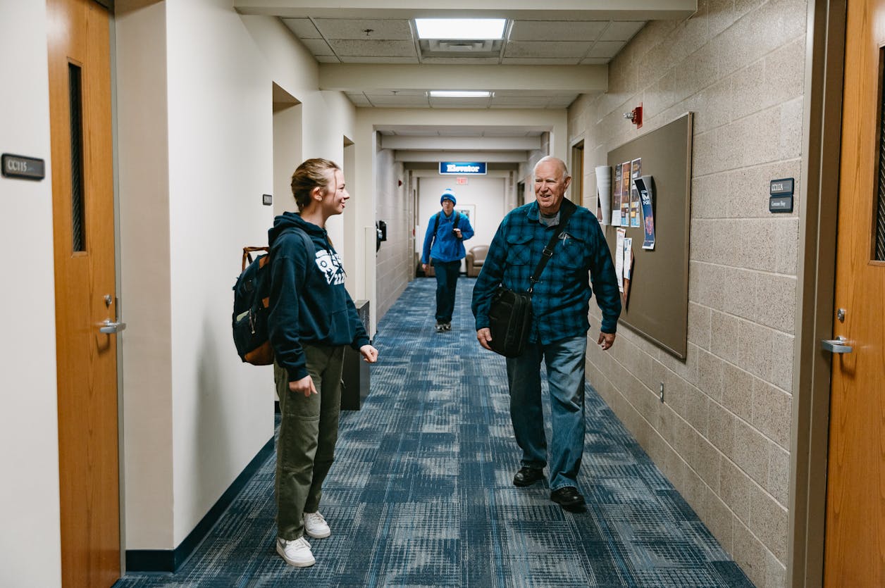 Curtis walking with Emma