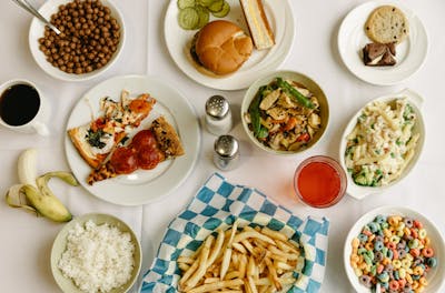 A variety of food on a table at the Dining Center at Bethel University/
