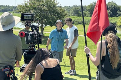 On set of The Short Game