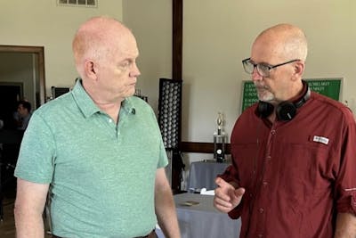 Frank Sanza talking to Hollywood character actor Glen Morshower who plays Jack Odom. 