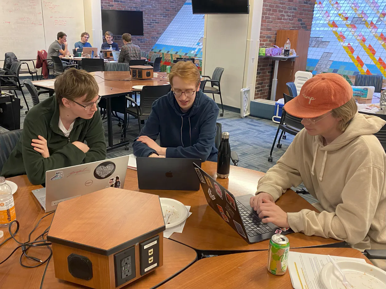 Bethel students work together during a Hackathon event