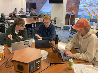 Bethel students work together during a Hackathon event