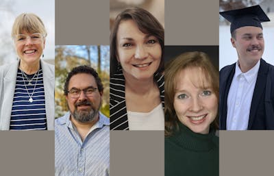 Ann Lees CAPS’16, S’25, Justin Patton S’27, Lydia Kaiser S’27, Charlene Healy S’27, and Levi Case ’24, S’27 are the winners of the 58th Edwin J. Omark Preaching Competition.