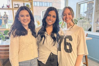 Sarah Peterson ’10 with BethelBiz mentees Hannah Hunhoff ’24 and Kiera Thurston ’25. As a Bethel alum and experienced professional, Peterson mentors business students through BethelBiz—equipping the next generation of leaders with insight, encouragement, and real-world perspective.