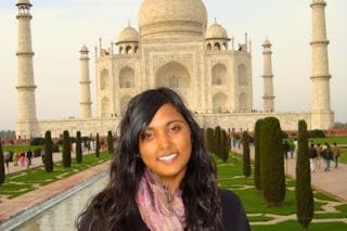 Sarah Peterson in New Delhi, India during a faculty-led January course with Bethel University focused on international business.
