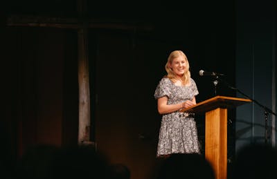 Maddie Doeden shares her story at the annual Scholarship Celebration at Bethel University