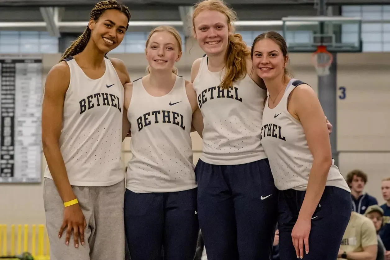 Bethel athletes pose together at indoor meet