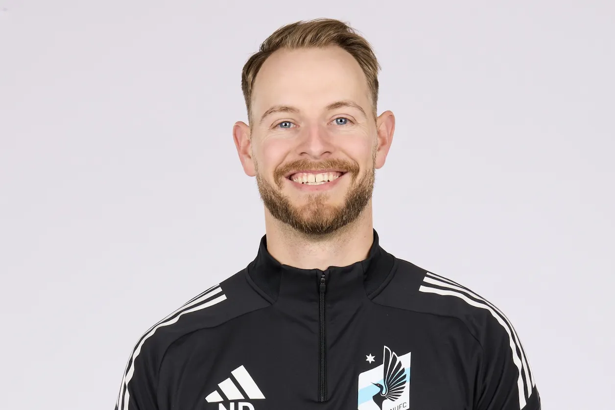 Headshot of athletic trainer Neil De Cleene in Minnesota United FC training gear