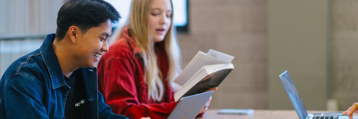 girl and boy studying together 