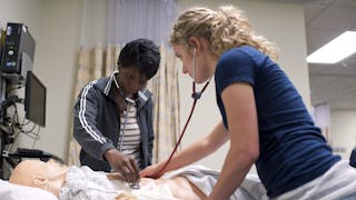 Nursing students practice in Bethel's advanced labs.