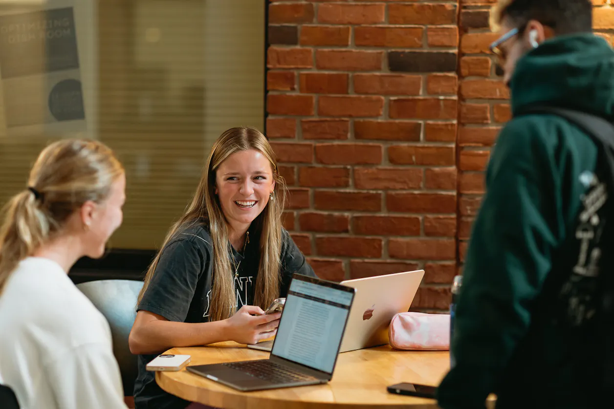 Students laugh in the BC
