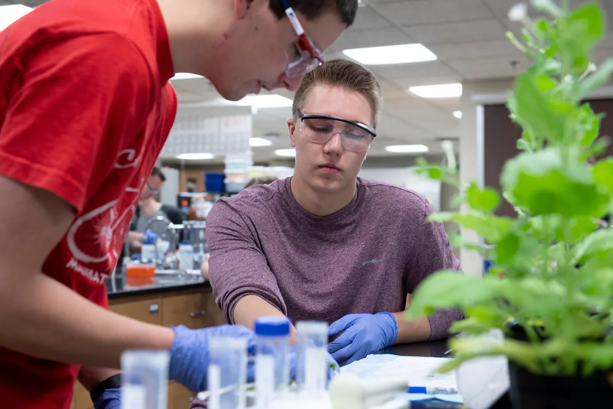 Bethel University students in a science class