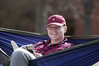 Bethel student in a hammock
