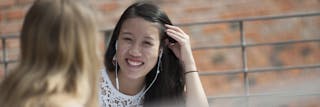 Student listening to music